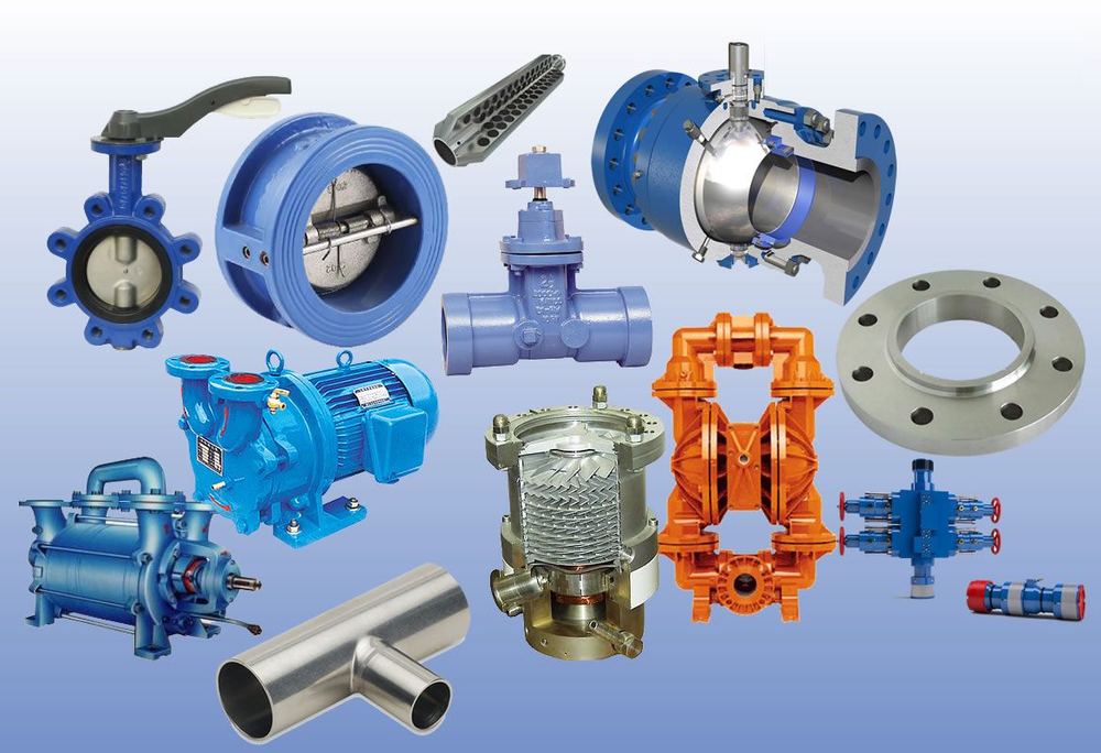 Valves, pumps, flanges and fittings
